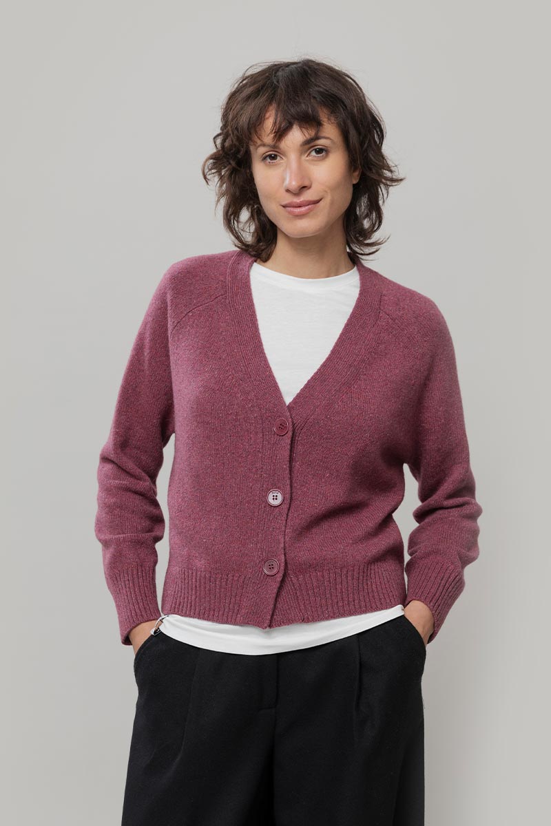 Cardigan Cashmere Donna Corto con Bottoni Tosca  - Rifò Lab Moda circolare made in Italy
Rosso Marsala