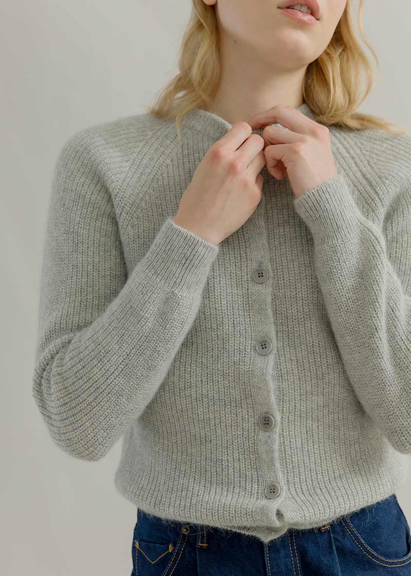 Cardigan Donna Lana Alpaca Riciclata Grigio Vittoria - Rifò Lab Moda circolare made in Italy
