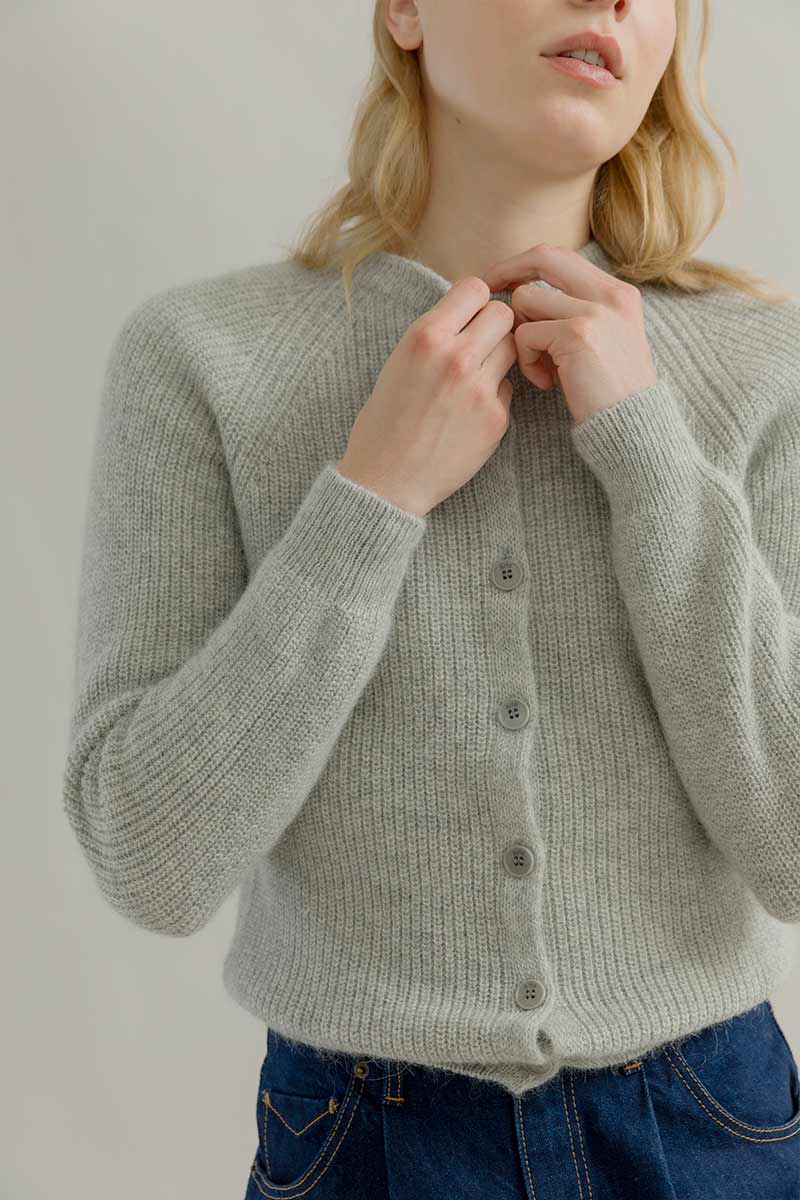 Cardigan Donna Lana Alpaca Riciclata Grigio Vittoria - Rifò Lab Moda circolare made in Italy