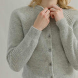 Cardigan Donna Lana Alpaca Riciclata Grigio Vittoria - Rifò Lab Moda circolare made in Italy