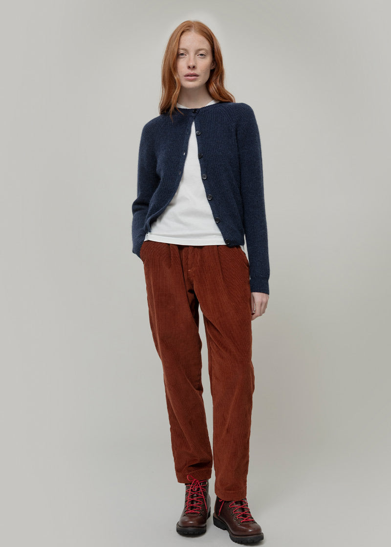 Cardigan Donna Lana Alpaca Riciclata Blu Vittoria - Rifò Lab Moda circolare made in Italy