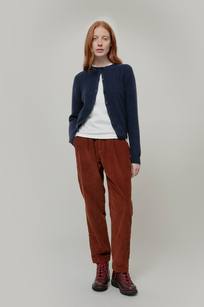 Cardigan Donna Lana Alpaca Riciclata Blu Vittoria - Rifò Lab Moda circolare made in Italy