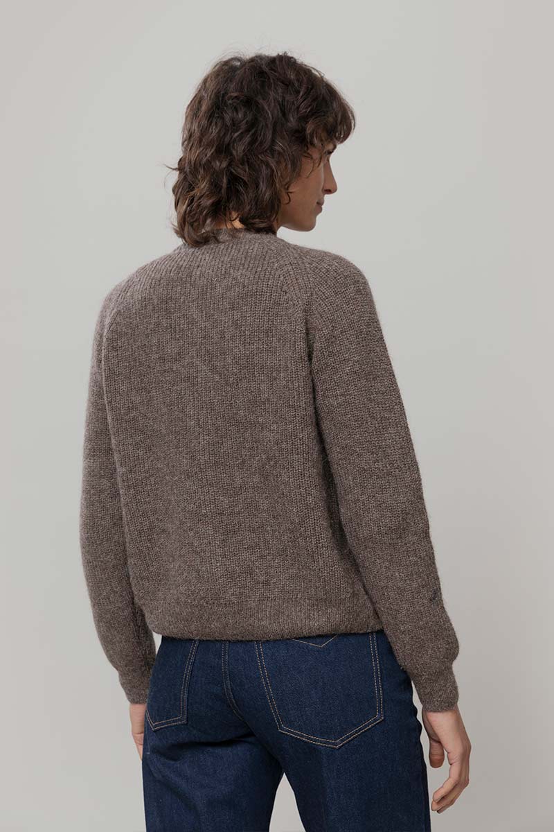 Cardigan Donna Lana Alpaca Riciclata Marrone Vittoria - Rifò Lab Moda circolare made in Italy