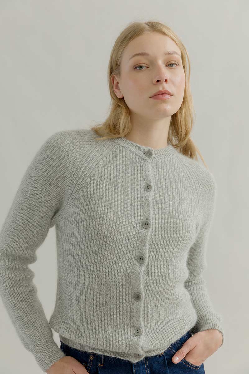 Cardigan Donna Lana Alpaca Riciclata Grigio Vittoria - Rifò Lab Moda circolare made in Italy
