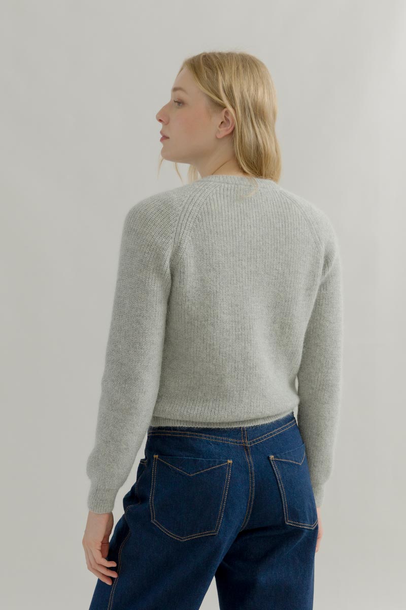 Cardigan Donna Lana Alpaca Riciclata Grigio Vittoria - Rifò Lab Moda circolare made in Italy