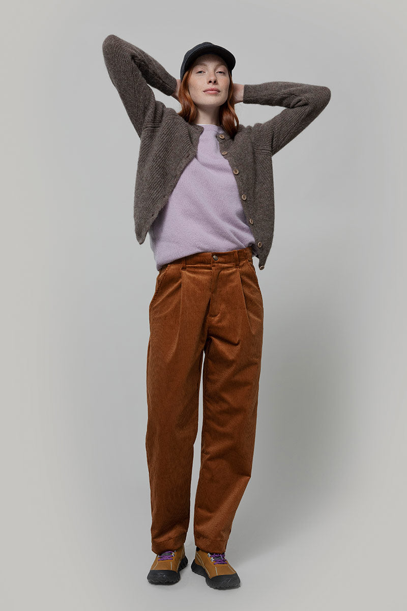 Cardigan Donna Lana Alpaca Riciclata Marrone Vittoria - Rifò Lab Moda circolare made in Italy