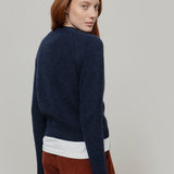 Cardigan Donna Lana Alpaca Riciclata Blu Vittoria - Rifò Lab Moda circolare made in Italy