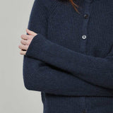 Cardigan Donna Lana Alpaca Riciclata Blu Vittoria - Rifò Lab Moda circolare made in Italy