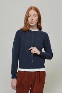 Cardigan Donna Lana Alpaca Riciclata Blu Vittoria - Rifò Lab Moda circolare made in Italy