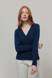 Cardigan con Bottoni Donna Lana Extrafine Sonia  - Rifò Lab Moda circolare made in Italy
Blu Abisso