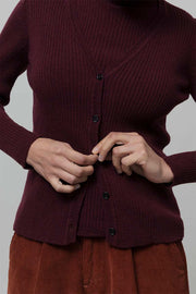 Cardigan con Bottoni Donna Lana Extrafine Sonia  - Rifò Lab Moda circolare made in Italy
Viola Uva