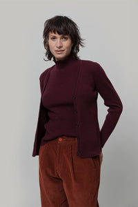 Cardigan con Bottoni Donna Lana Extrafine Sonia  - Rifò Lab Moda circolare made in Italy
Viola Uva