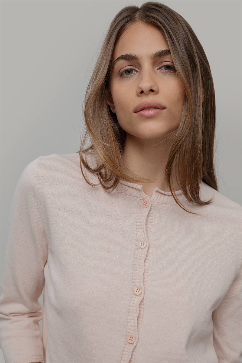 Cardigan Donna Manica Media Cotone Rigenerato Leda
