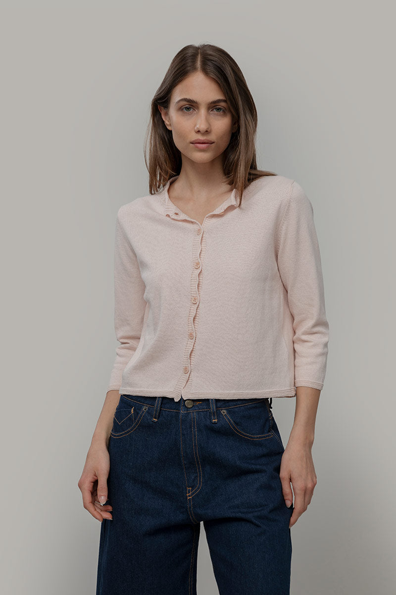 Cardigan Donna Manica Media Cotone Rigenerato Leda