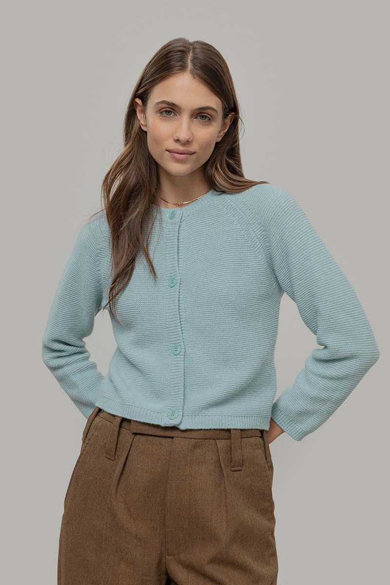 Cardigan Corto Donna Elegante A Maglia - Aperto, Con Motivo Margherita, Leggero, Per Autunno, Maniche A Spalla
