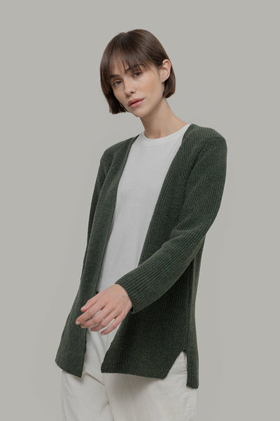 Cardigan Femme Dixie - Vert Olive - Mélange Laine Et Mohair - Taille S - Neuf
