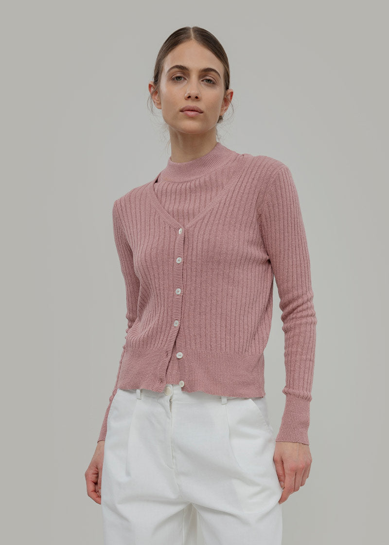 Cardigan Donna con Bottoni Seta Realma e Maglia Donna Seta Rigenerata Renza