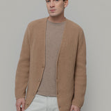 Cardigan Unisex Lana Rigenerata Cleto Beige - Rifò Lab Moda circolare made in Italy