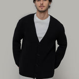 Cardigan Unisex Lana Rigenerata Cleto Nero - Rifò Lab Moda circolare made in Italy