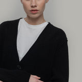 Cardigan Unisex Lana Rigenerata Cleto Nero - Rifò Lab Moda circolare made in Italy