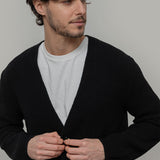 Cardigan Unisex Lana Rigenerata Cleto Nero - Rifò Lab Moda circolare made in Italy
