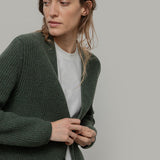 Cardigan Unisex Lana Rigenerata Cleto Verde Foresta - Rifò Lab Moda circolare made in Italy