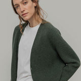 Cardigan Unisex Lana Rigenerata Cleto Verde Foresta - Rifò Lab Moda circolare made in Italy