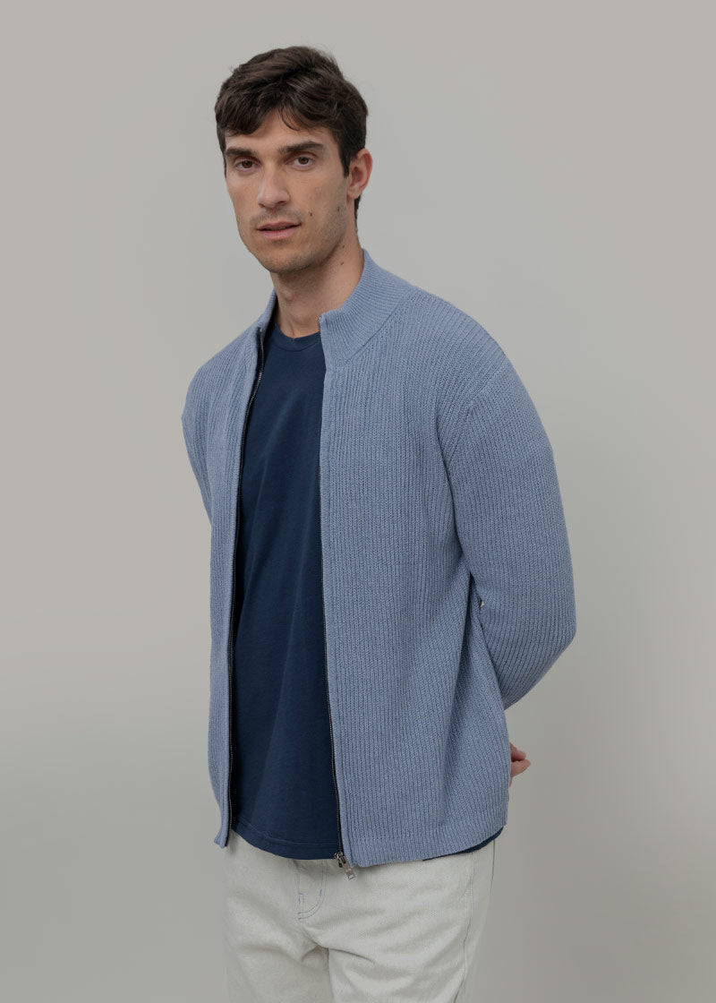 Cardigan Cotone Uomo - cardigan con zip uomo cotone rigenerato - Moda Circolare made in Italy Rifò