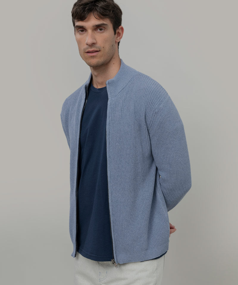 Cardigan Cotone Uomo - cardigan con zip uomo cotone rigenerato - Moda Circolare made in Italy Rifò