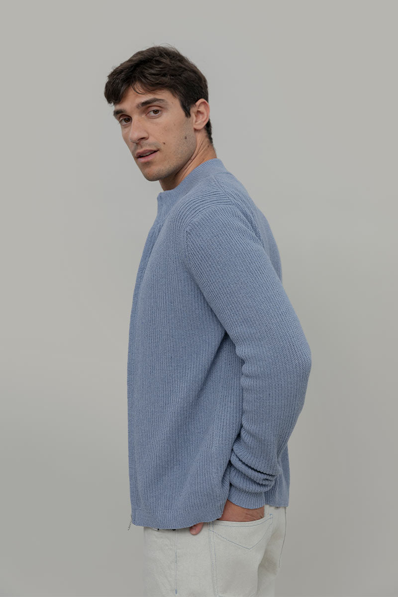 Cardigan Cotone Uomo - cardigan con zip uomo cotone rigenerato - Moda Circolare made in Italy Rifò