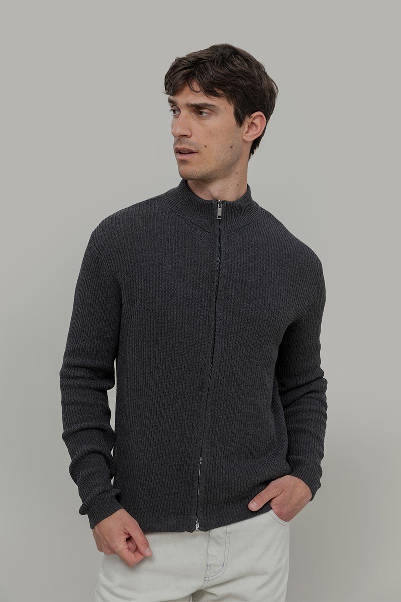 Cardigan Cotone Uomo - cardigan con zip uomo cotone rigenerato - Moda Circolare made in Italy Rifò