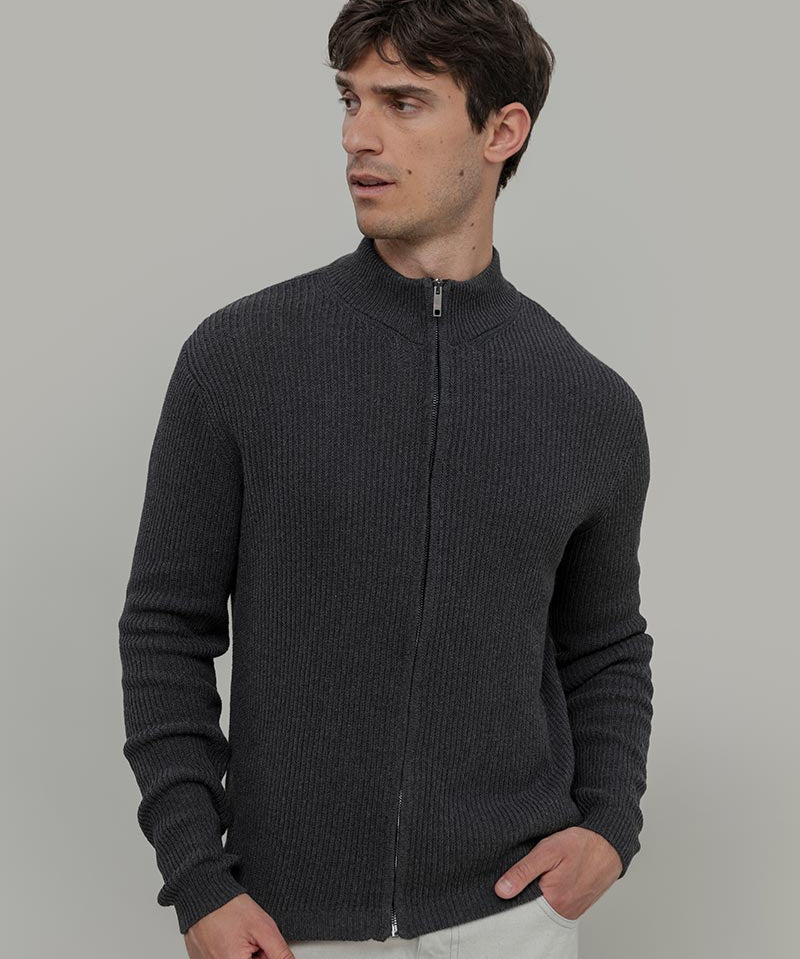 Cardigan Cotone Uomo - cardigan con zip uomo cotone rigenerato - Moda Circolare made in Italy Rifò