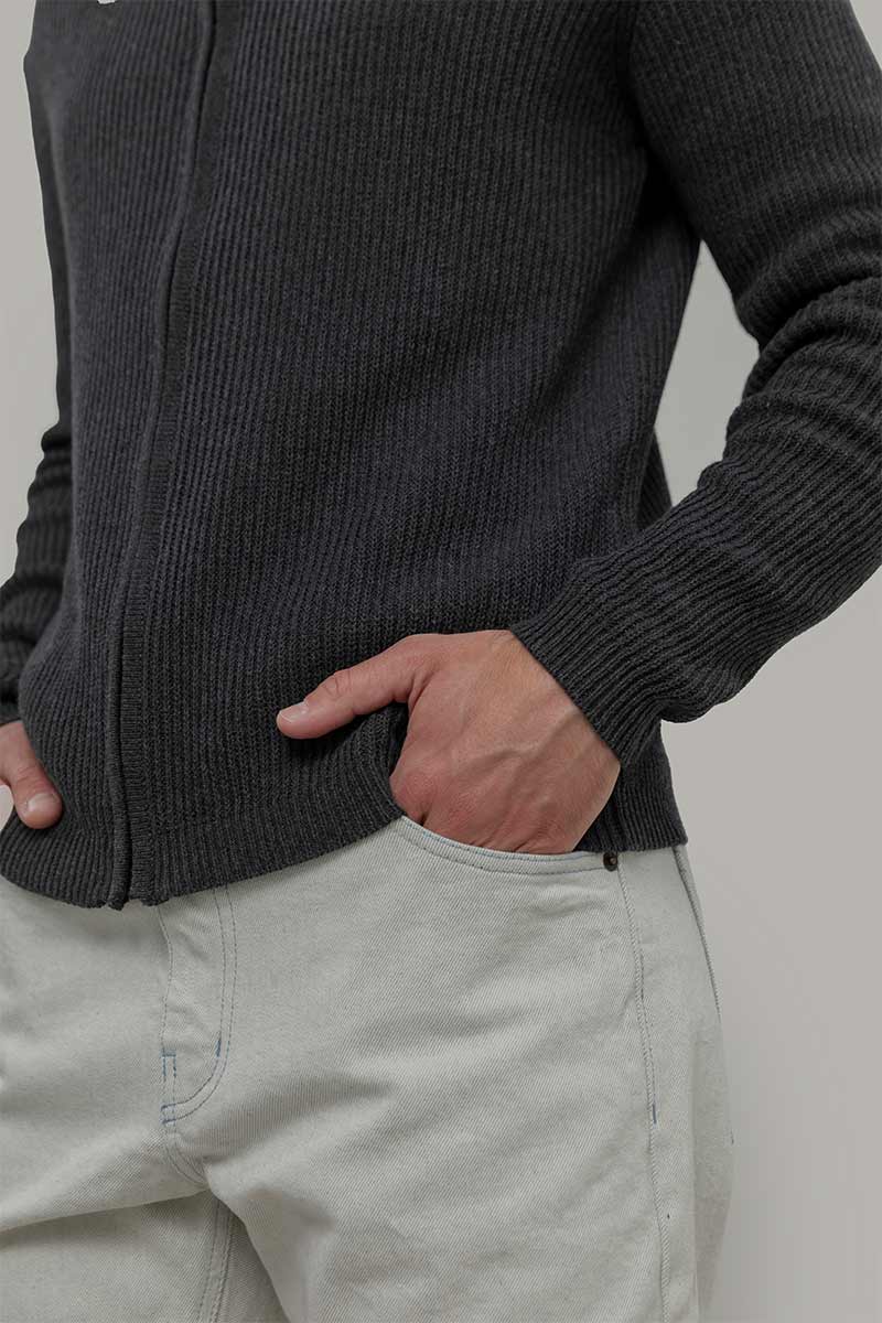 Cardigan Cotone Uomo - cardigan con zip uomo cotone rigenerato - Moda Circolare made in Italy Rifò