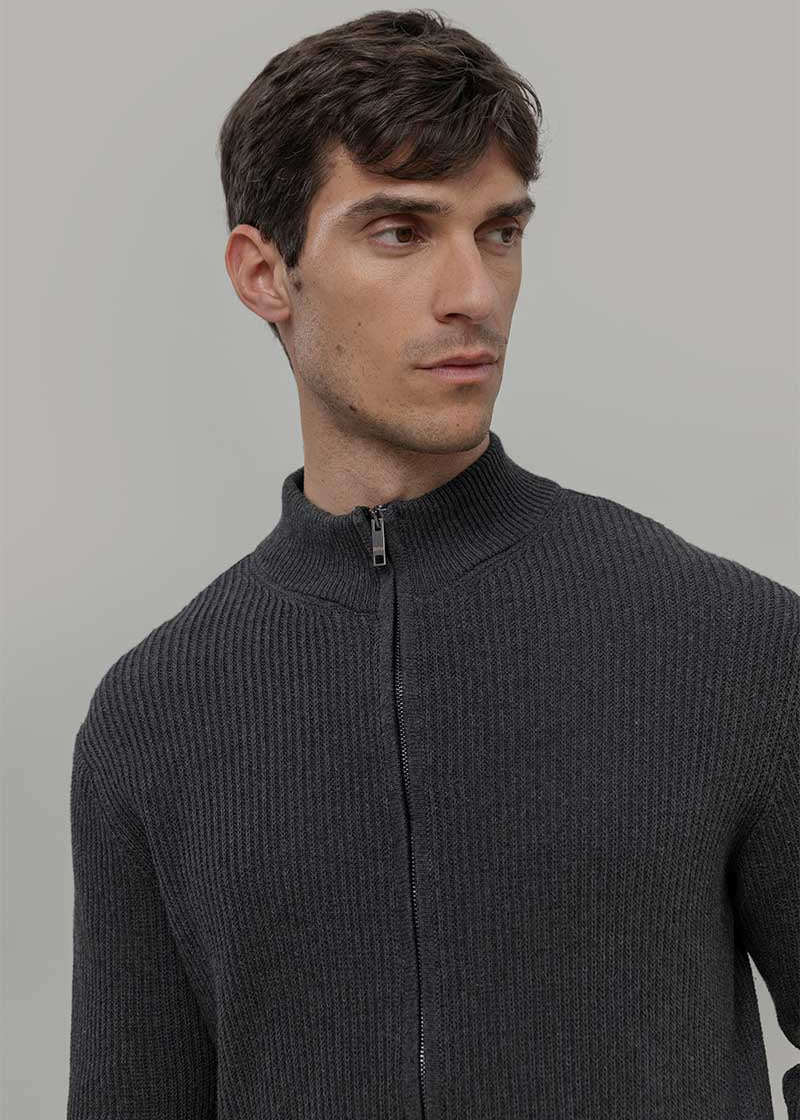 Cardigan Cotone Uomo - cardigan con zip uomo cotone rigenerato - Moda Circolare made in Italy Rifò