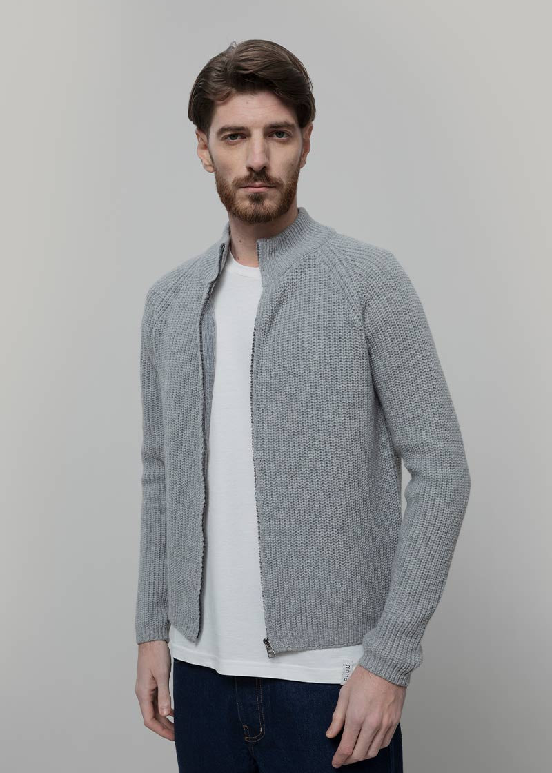 Cardigan con Zip Uomo Lana Rigenerata Vito - Rifò Lab Moda circolare made in Italy