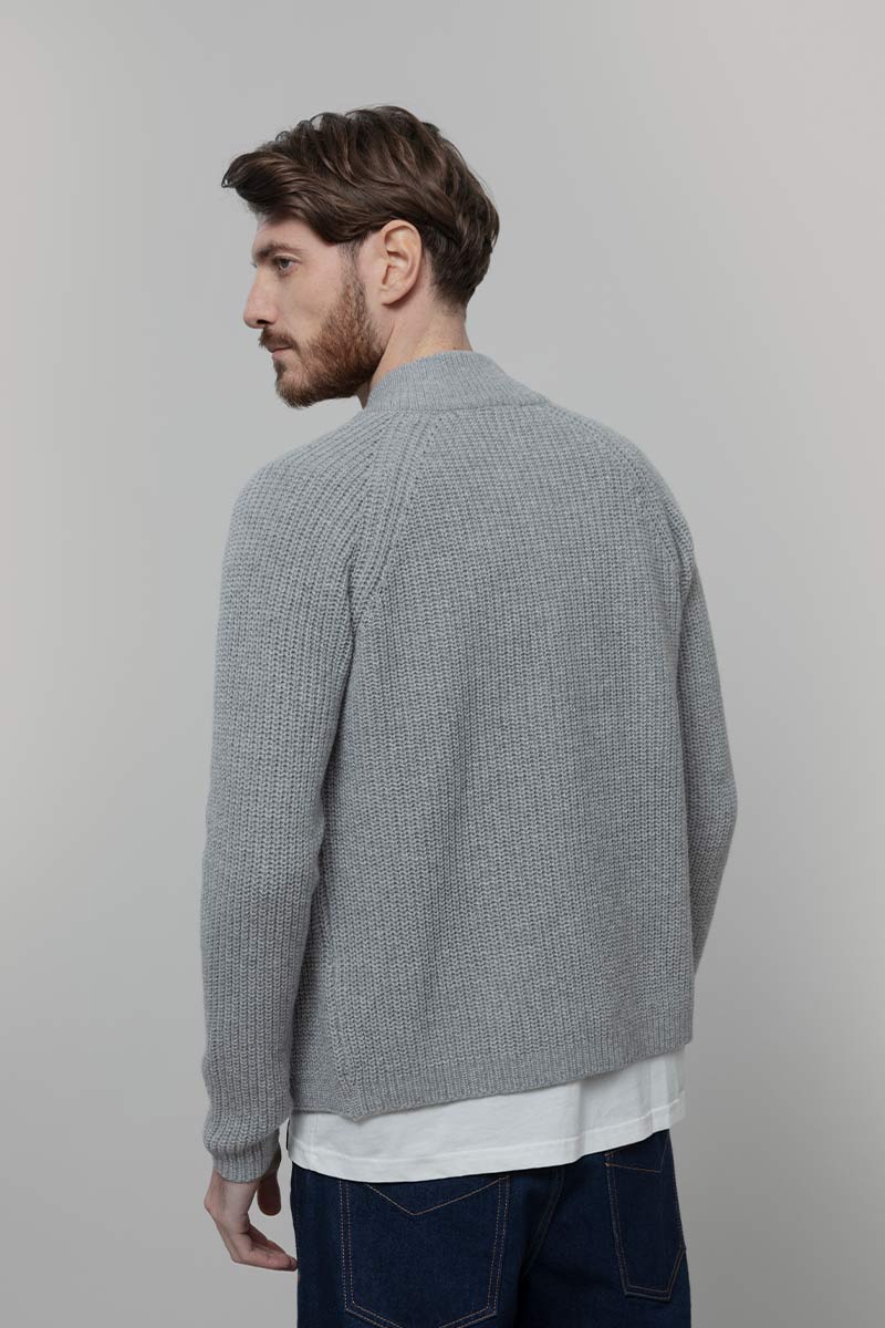 Cardigan con Zip Uomo Lana Rigenerata Vito - Rifò Lab Moda circolare made in Italy