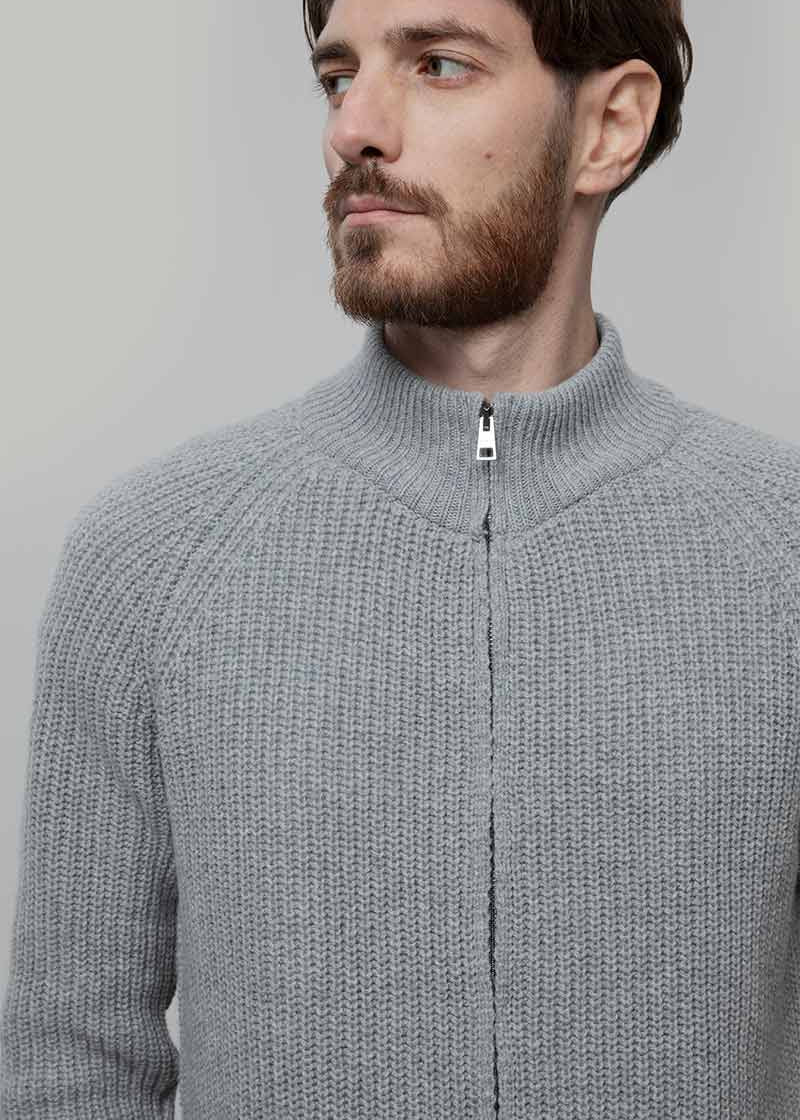 Cardigan con Zip Uomo Lana Rigenerata Vito - Rifò Lab Moda circolare made in Italy