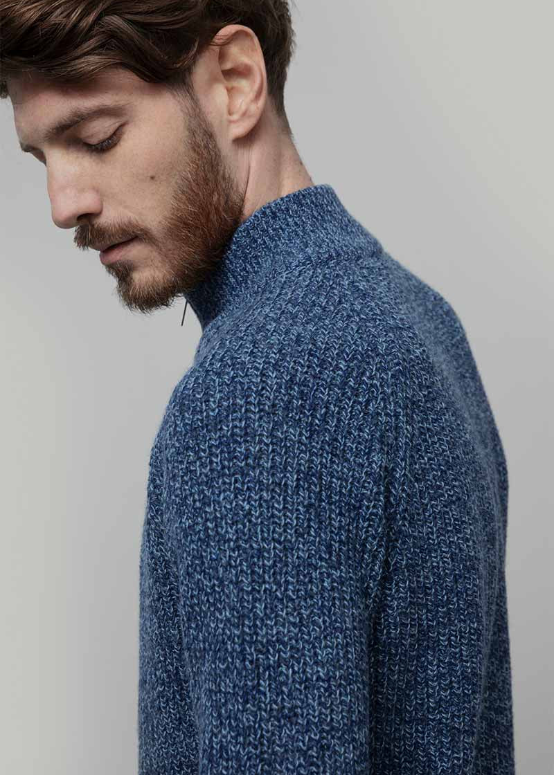 Cardigan con Zip Uomo Lana Rigenerata Vito - Rifò Lab Moda circolare made in Italy