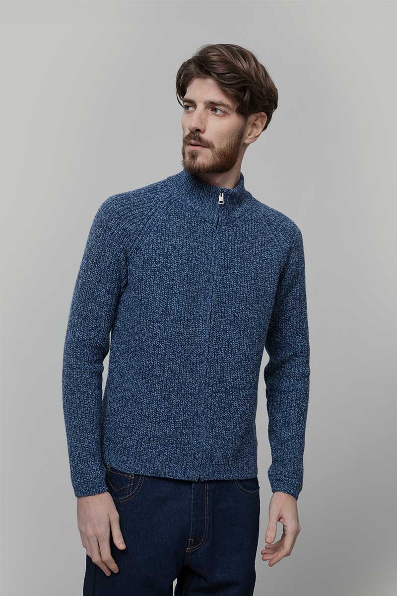 Cardigan con Zip Uomo Lana Rigenerata Vito - Rifò Lab Moda circolare made in Italy