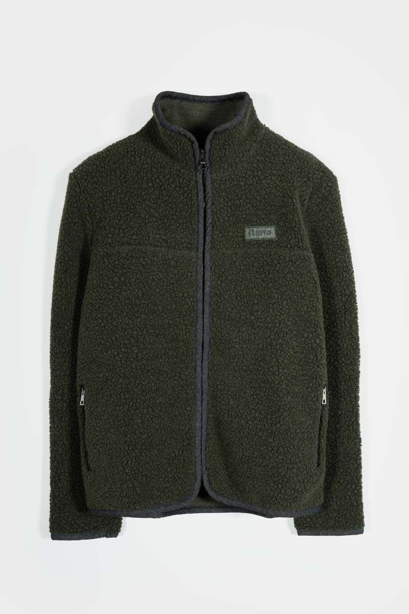 Giacca Pile Uomo Lana Rigenerata Uomo Verde - Rifò Lab Moda circolare made in Italy 
