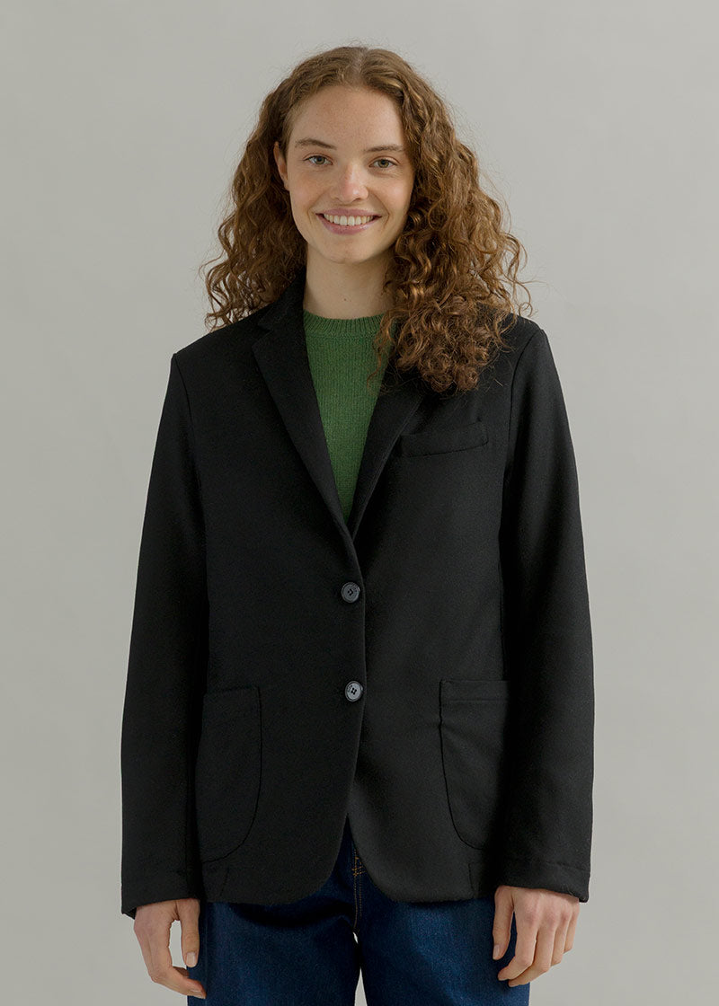 Blazer Donna Nero Giacca Lana Monopetto Brenda - Rifò Lab Moda circolare made in Italy