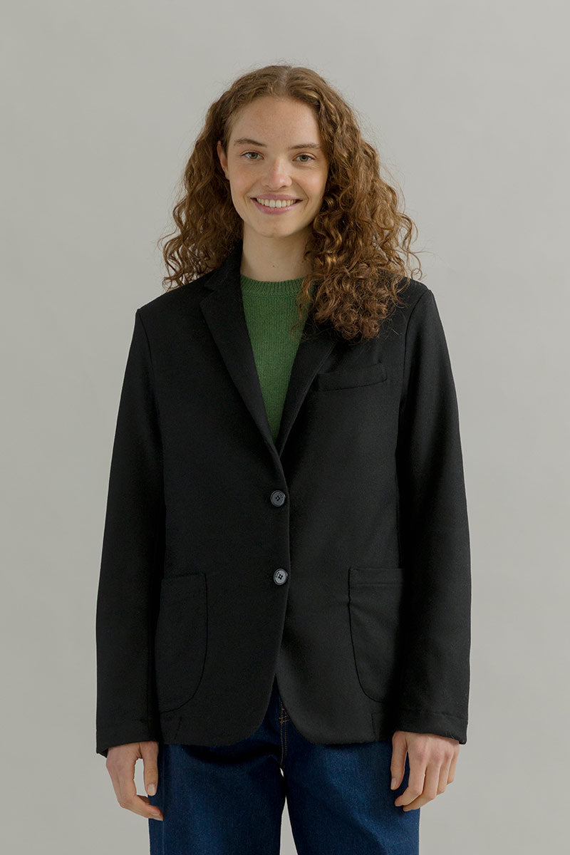 Blazer Donna Nero Giacca Lana Monopetto Brenda - Rifò Lab Moda circolare made in Italy