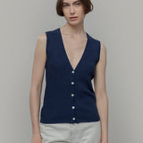 gilet con bottoni donna Lilia - gilet elegante donna seta rigenerata - Rifò Lab Moda circolare made in Italy