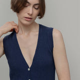 gilet con bottoni donna Lilia - gilet elegante donna seta rigenerata - Rifò Lab Moda circolare made in Italy