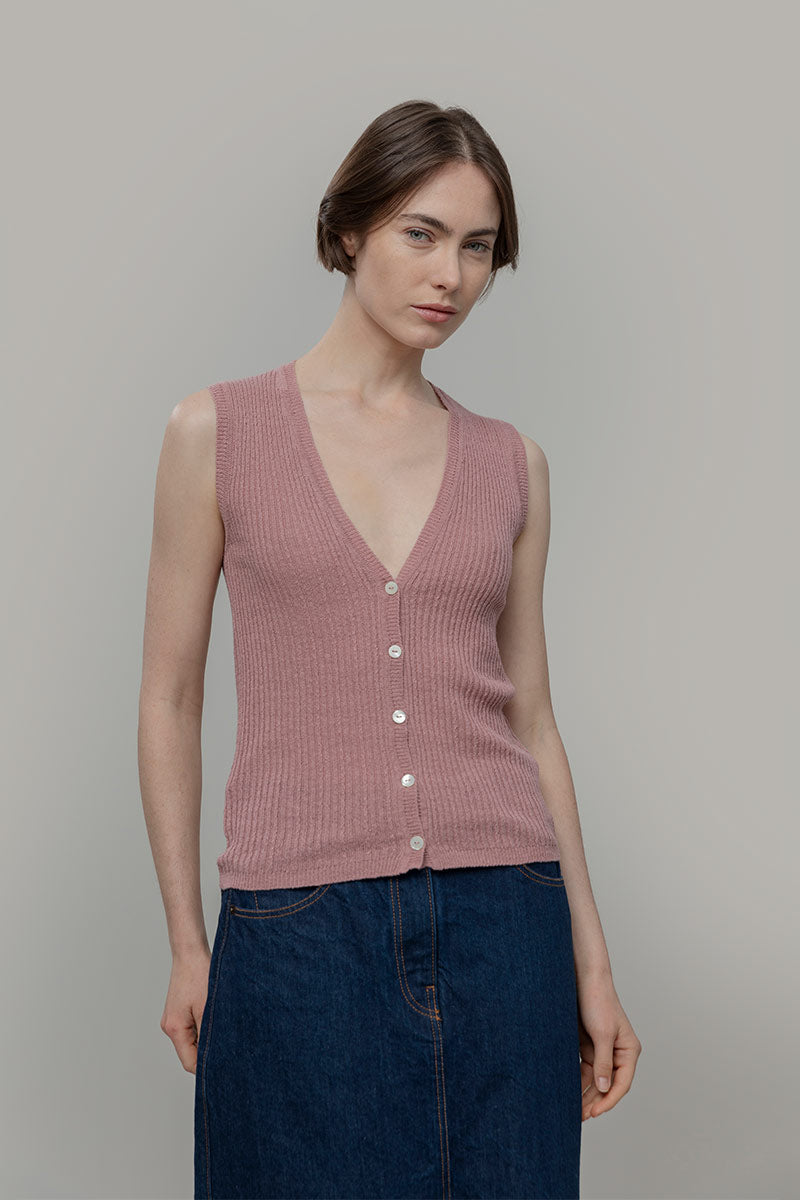 gilet con bottoni donna Lilia - gilet elegante donna seta rigenerata - Rifò Lab Moda circolare made in Italy