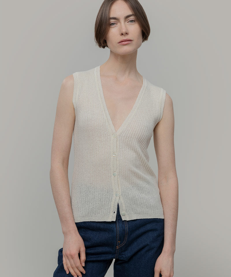 gilet con bottoni donna Lilia - gilet elegante donna seta rigenerata - Rifò Lab Moda circolare made in Italy