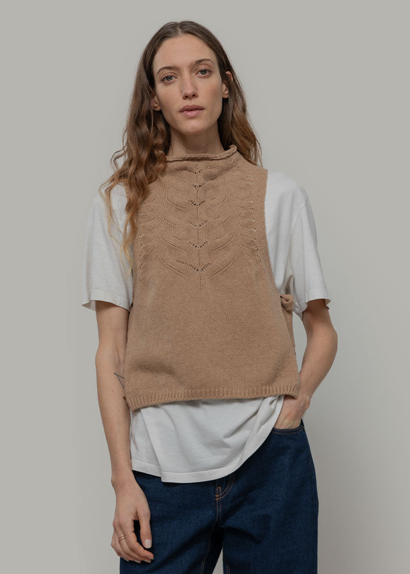 Gilet Donna Lana Rigenerata Pettorina Aperta Rebecca - Rifò Lab Moda circolare made in Italy