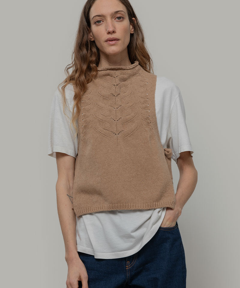 Gilet Donna Lana Rigenerata Pettorina Aperta Rebecca - Rifò Lab Moda circolare made in Italy