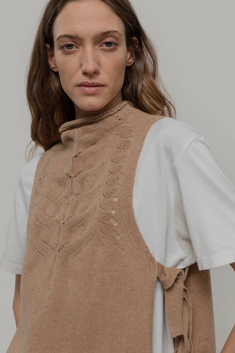 Gilet Donna Lana Rigenerata Pettorina Aperta Rebecca - Rifò Lab Moda circolare made in Italy