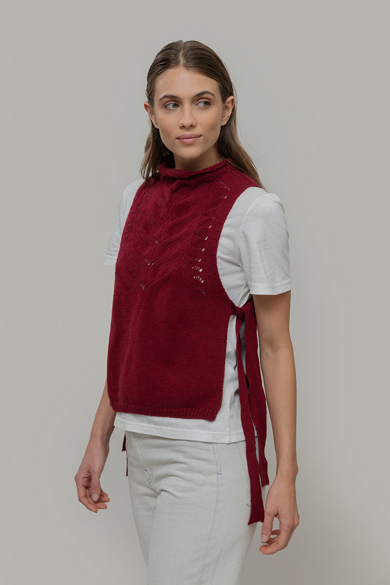 Gilet Donna Lana Rigenerata Pettorina Aperta Rebecca - Rifò Lab Moda circolare made in Italy
